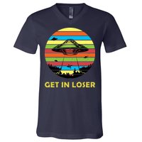 Get In Loser UFO Retro Alien Spaceship V-Neck T-Shirt