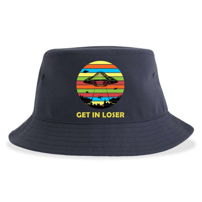 Get In Loser UFO Retro Alien Spaceship Sustainable Bucket Hat