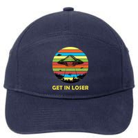 Get In Loser UFO Retro Alien Spaceship 7-Panel Snapback Hat