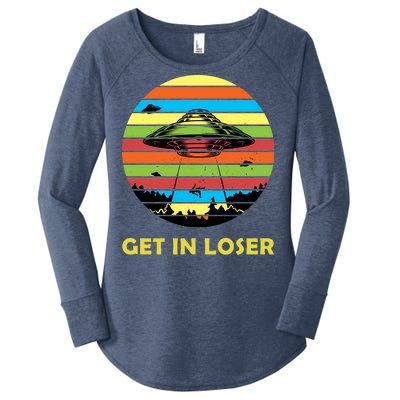 Get In Loser UFO Retro Alien Spaceship Women's Perfect Tri Tunic Long Sleeve Shirt