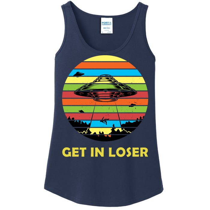 Get In Loser UFO Retro Alien Spaceship Ladies Essential Tank