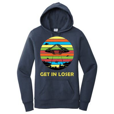 Get In Loser UFO Retro Alien Spaceship Women's Pullover Hoodie