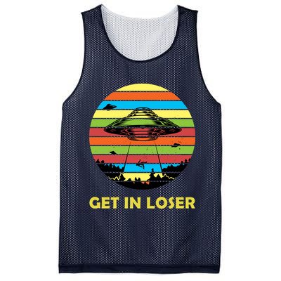 Get In Loser UFO Retro Alien Spaceship Mesh Reversible Basketball Jersey Tank