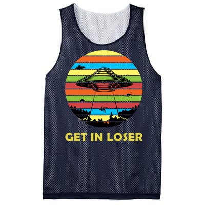 Get In Loser UFO Retro Alien Spaceship Mesh Reversible Basketball Jersey Tank