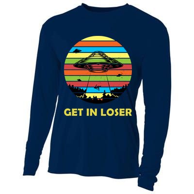 Get In Loser UFO Retro Alien Spaceship Cooling Performance Long Sleeve Crew