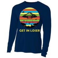 Get In Loser UFO Retro Alien Spaceship Cooling Performance Long Sleeve Crew