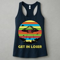Get In Loser UFO Retro Alien Spaceship Womens Tank Top