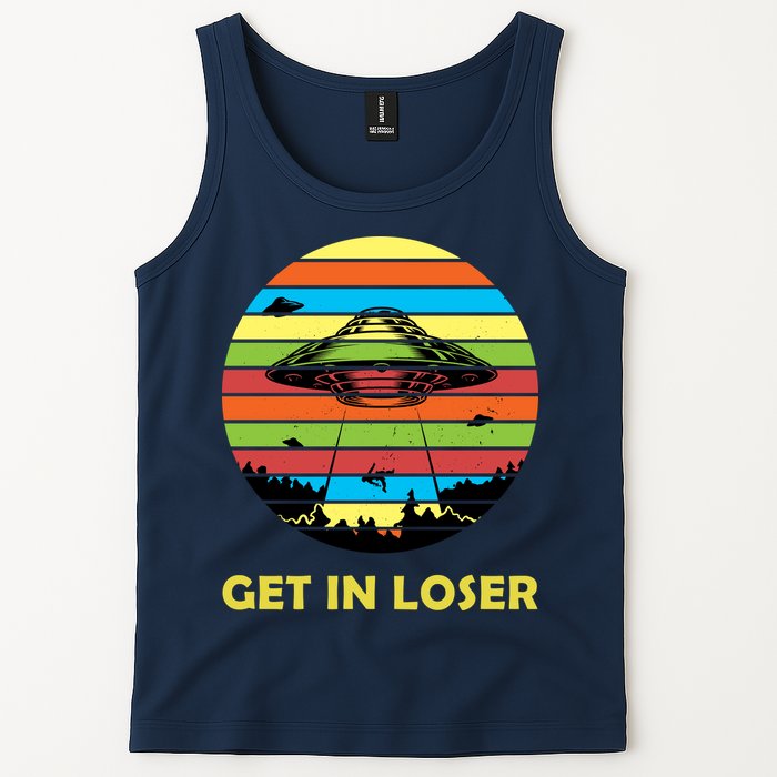 Get In Loser UFO Retro Alien Spaceship Tank Top