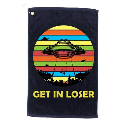 Get In Loser UFO Retro Alien Spaceship Golf Towel
