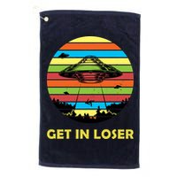 Get In Loser UFO Retro Alien Spaceship Golf Towel