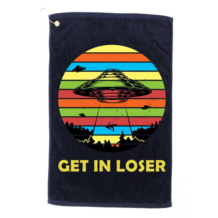 Get In Loser UFO Retro Alien Spaceship Golf Towel