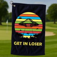 Get In Loser UFO Retro Alien Spaceship Golf Towel