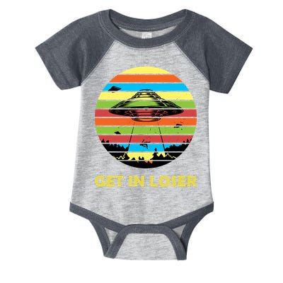 Get In Loser UFO Retro Alien Spaceship Infant Baby Jersey Bodysuit