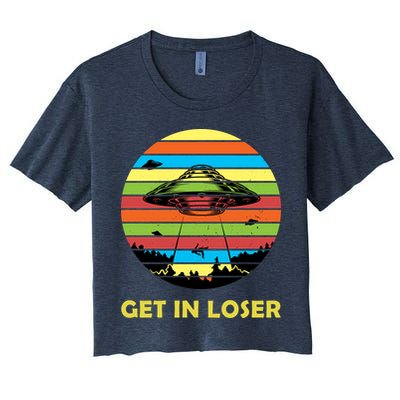 Get In Loser UFO Retro Alien Spaceship Crop Top