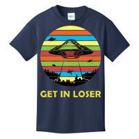 Get In Loser UFO Retro Alien Spaceship Kids T-Shirt