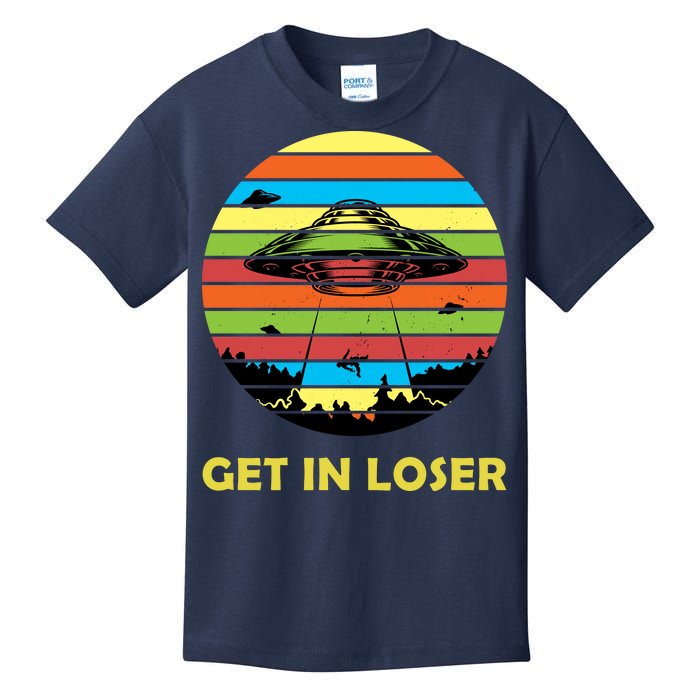 Get In Loser UFO Retro Alien Spaceship Kids T-Shirt