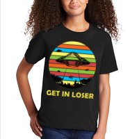 Get In Loser UFO Retro Alien Spaceship Kids T-Shirt