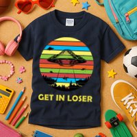Get In Loser UFO Retro Alien Spaceship Kids T-Shirt