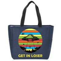 Get In Loser UFO Retro Alien Spaceship Zip Tote Bag