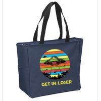 Get In Loser UFO Retro Alien Spaceship Zip Tote Bag