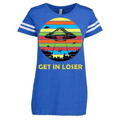 Get In Loser UFO Retro Alien Spaceship Enza Ladies Jersey Football T-Shirt