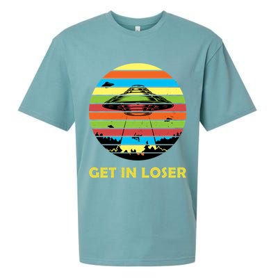 Get In Loser UFO Retro Alien Spaceship Sueded Cloud Jersey T-Shirt