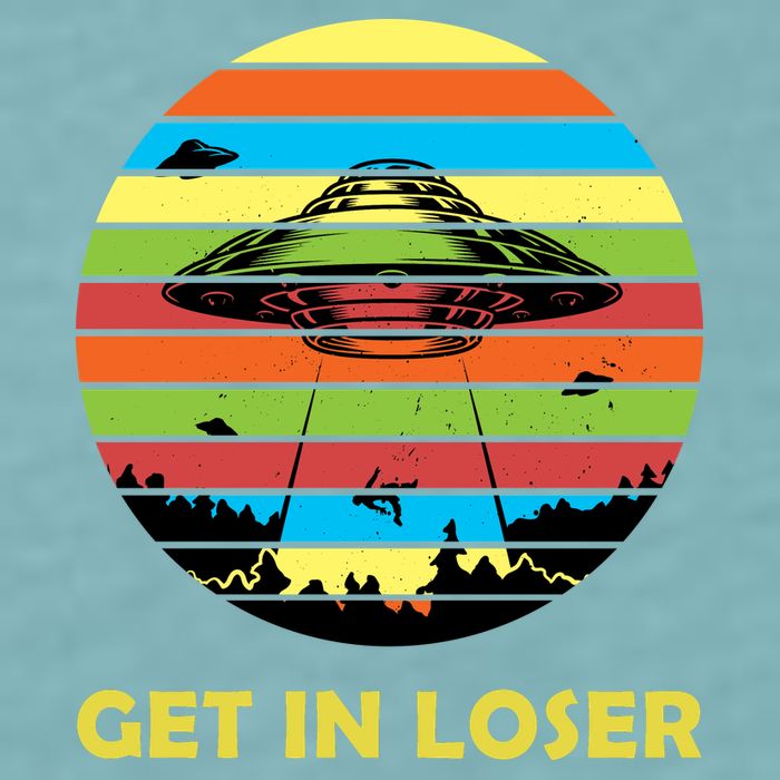 Get In Loser UFO Retro Alien Spaceship Sueded Cloud Jersey T-Shirt