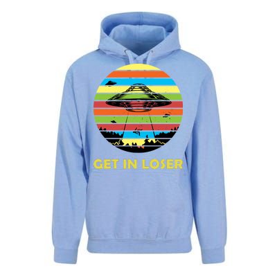 Get In Loser UFO Retro Alien Spaceship Unisex Surf Hoodie