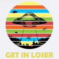 Get In Loser UFO Retro Alien Spaceship Garment-Dyed Sweatshirt