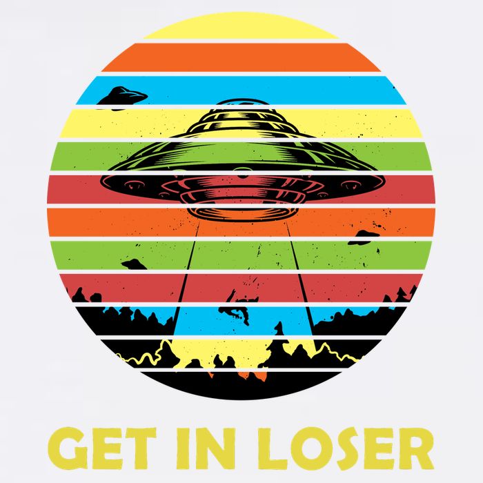 Get In Loser UFO Retro Alien Spaceship Garment-Dyed Sweatshirt