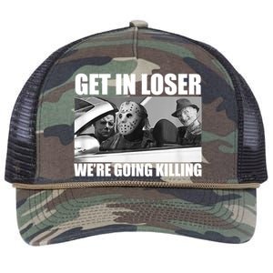 Get In Loser We're Going Killing Funny Horror Movies Retro Rope Trucker Hat Cap