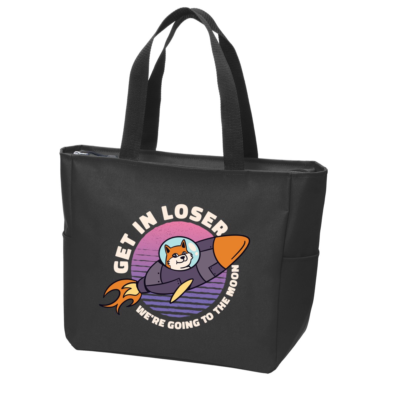 Get In Loser We're Going To The Moon Zip Tote Bag
