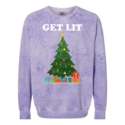 Get Lit Funny Christmas Colorblast Crewneck Sweatshirt