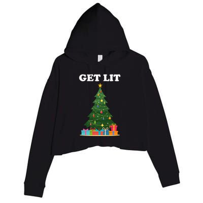 Get Lit Funny Christmas Crop Fleece Hoodie