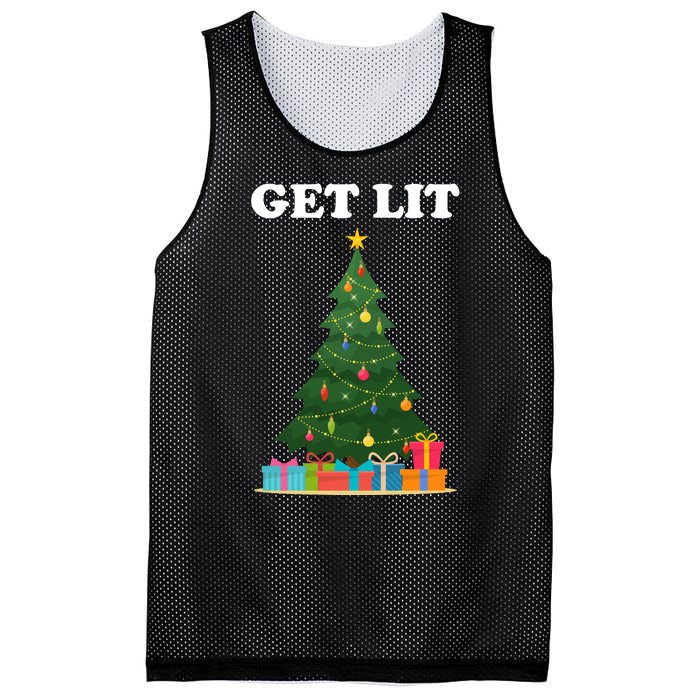 Get Lit Funny Christmas Mesh Reversible Basketball Jersey Tank