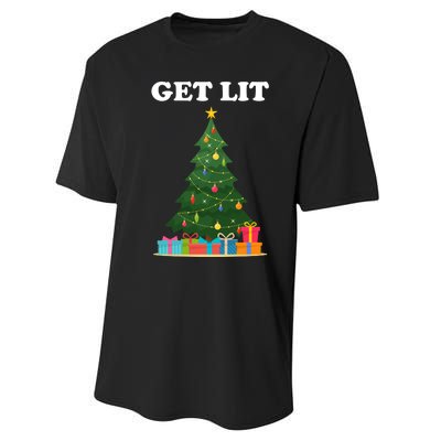 Get Lit Funny Christmas Performance Sprint T-Shirt