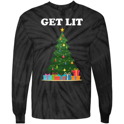 Get Lit Funny Christmas Tie-Dye Long Sleeve Shirt