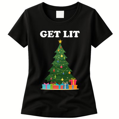 Get Lit Funny Christmas Womens T-Shirt