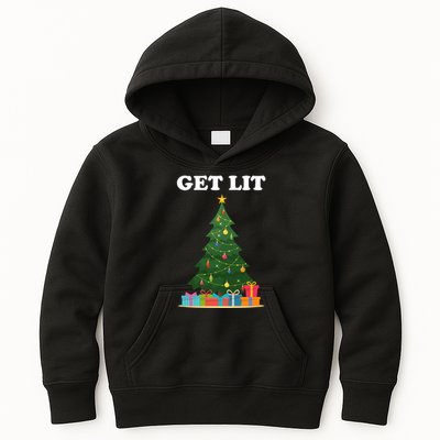 Get Lit Funny Christmas Kids Hoodie