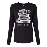 Get Lit Read Books Womens Cotton Relaxed Long Sleeve T-Shirt