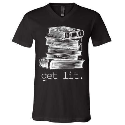 Get Lit Read Books V-Neck T-Shirt