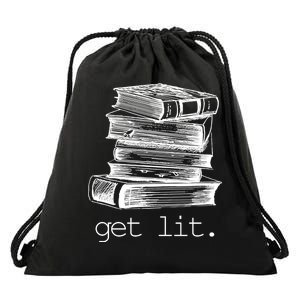 Get Lit Read Books Drawstring Bag