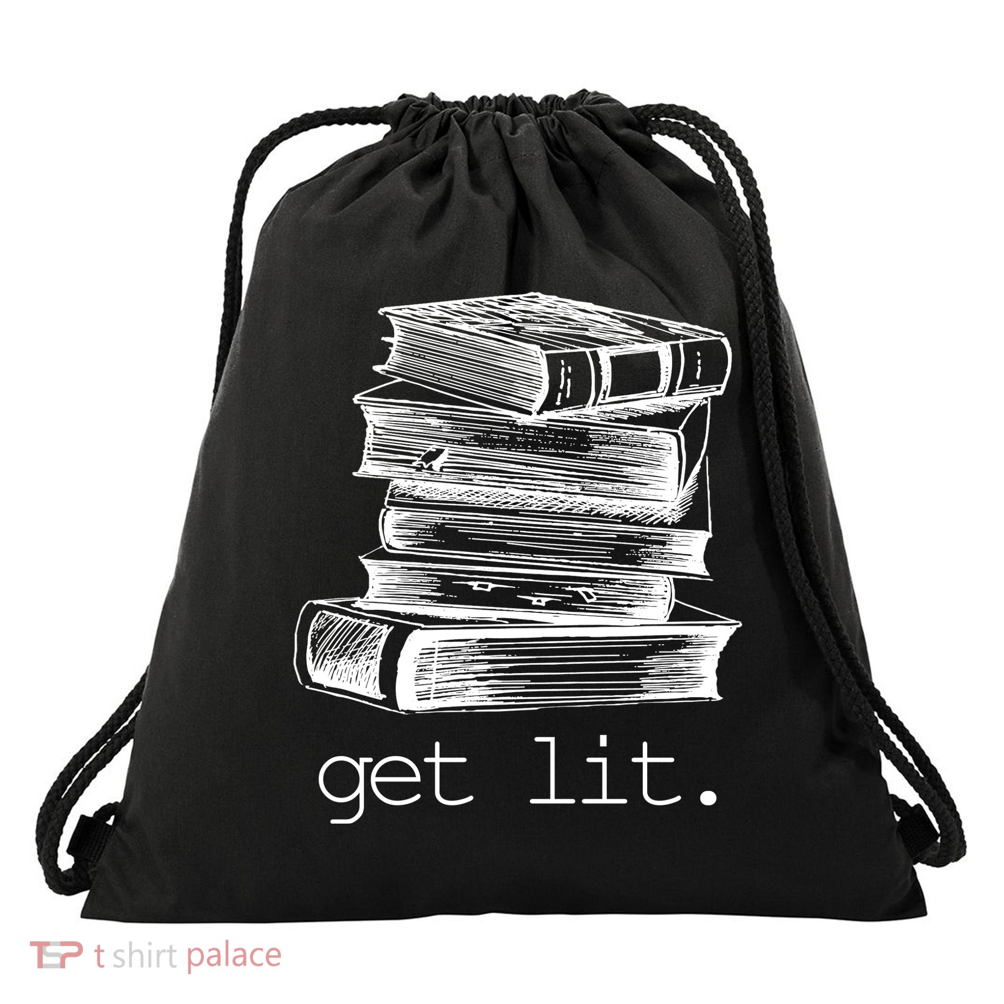 Get Lit Read Books Drawstring Bag