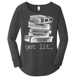 Get Lit Read Books Women's Perfect Tri Tunic Long Sleeve Shirt