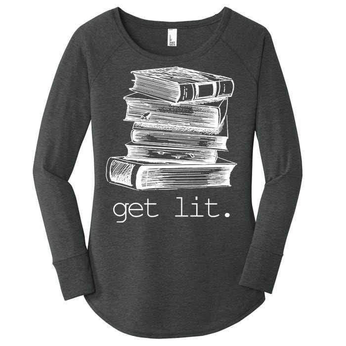 Get Lit Read Books Women's Perfect Tri Tunic Long Sleeve Shirt