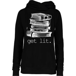 Get Lit Read Books Womens Funnel Neck Pullover Hood