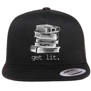 Get Lit Read Books Flat Bill Trucker Hat