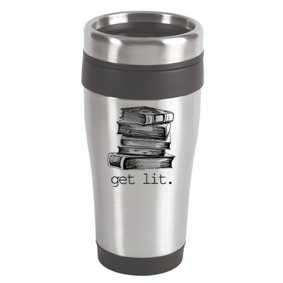 Get Lit Read Books 16oz Travel Tumbler
