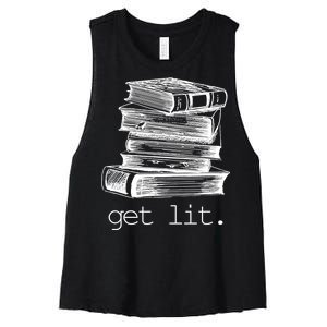 Get Lit Read Books Women's Racerback Cropped Tank