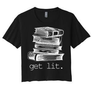 Get Lit Read Books Women's Crop Top Tee